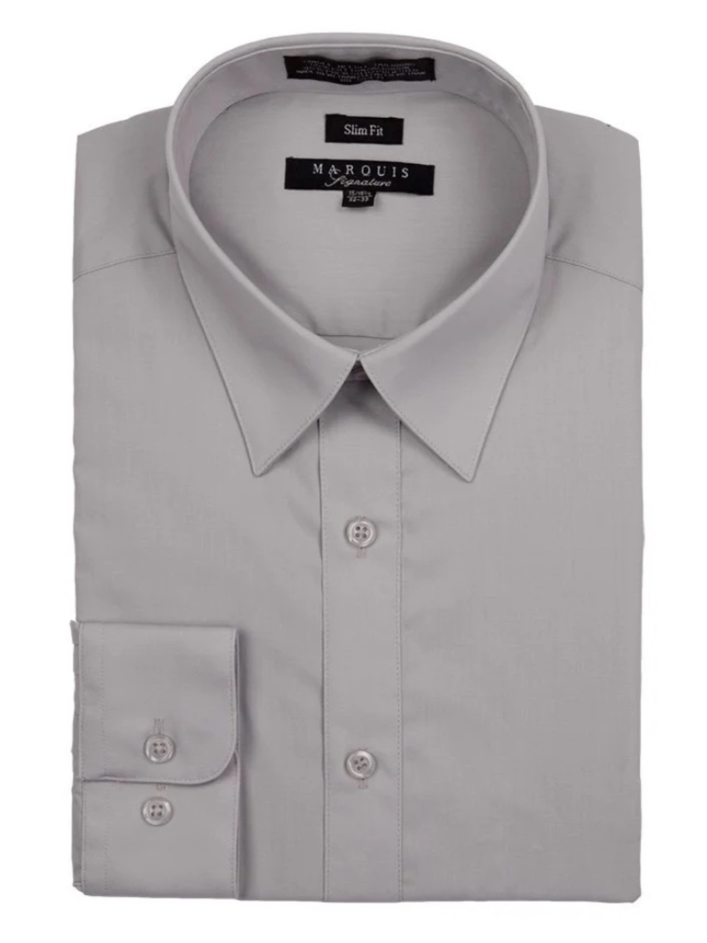 Marquis Slim Fit Silver Gray Shirt Size 14 1/2 32-33